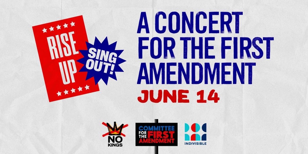 The No Kings Coalition is partnering with the Committee for the First Amendment to create a massive night of localized, relational organizing across the country anchored by Rise Up, Sing Out: A Concert for the First Amendment, featuring appearances by Jane Fonda, Bette Midler, Rufus Wainwright, and many others. 